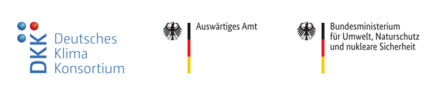 Logos Deutsches Klima-Konsortium, Auswärtiges Amt, Bundesumweltministerium © DKK, AA, BMU
