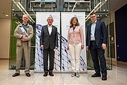 Dr. Percy Vogel (BBK), Horst Köhler, Marie-Luise Beck (DKK) und Prof. Dr. Wolfgang Lucht (PIK) | Bürgerrat Klima © Robert Boden